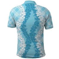 Hawaii Aloha Plumeria Lei Turquoise Palaka Polo Shirt - Polynesian Pride