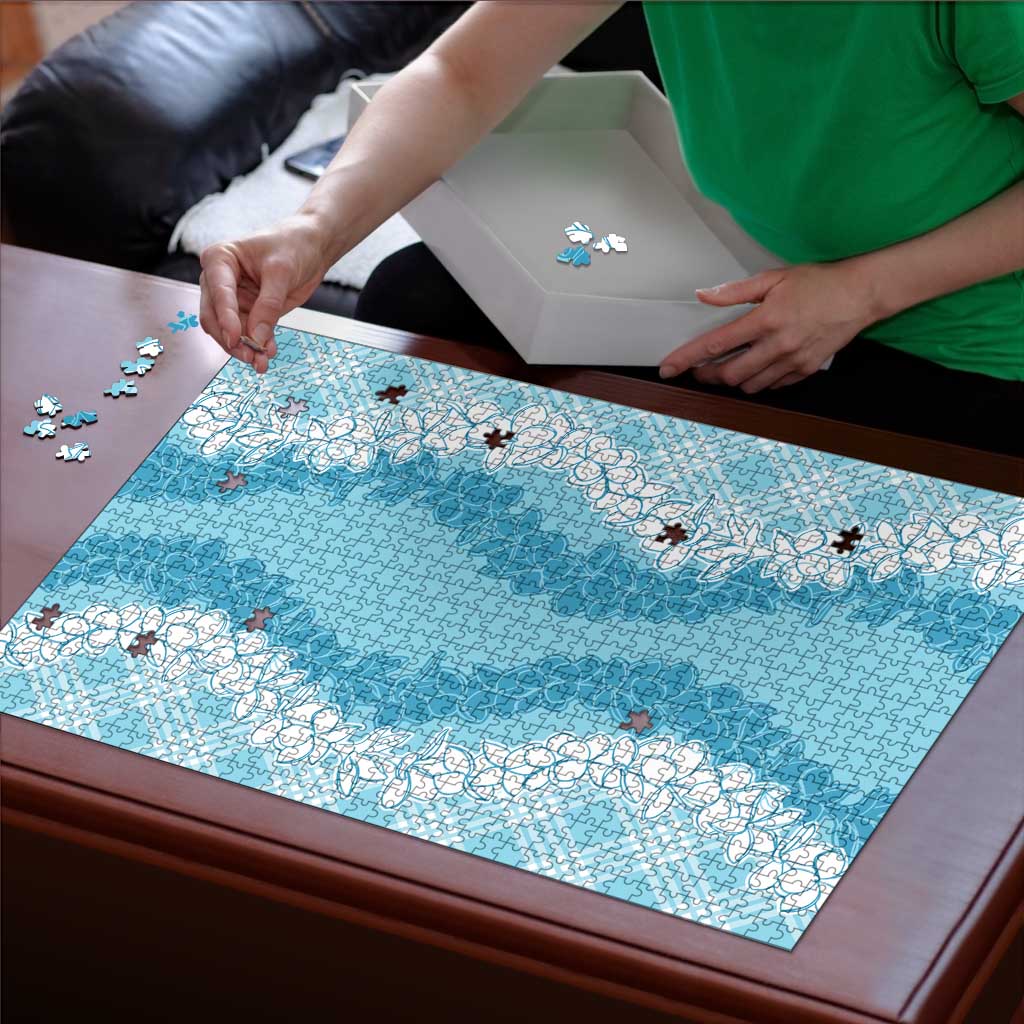 Hawaii Aloha Plumeria Lei Turquoise Palaka Puzzle - Polynesian Pride