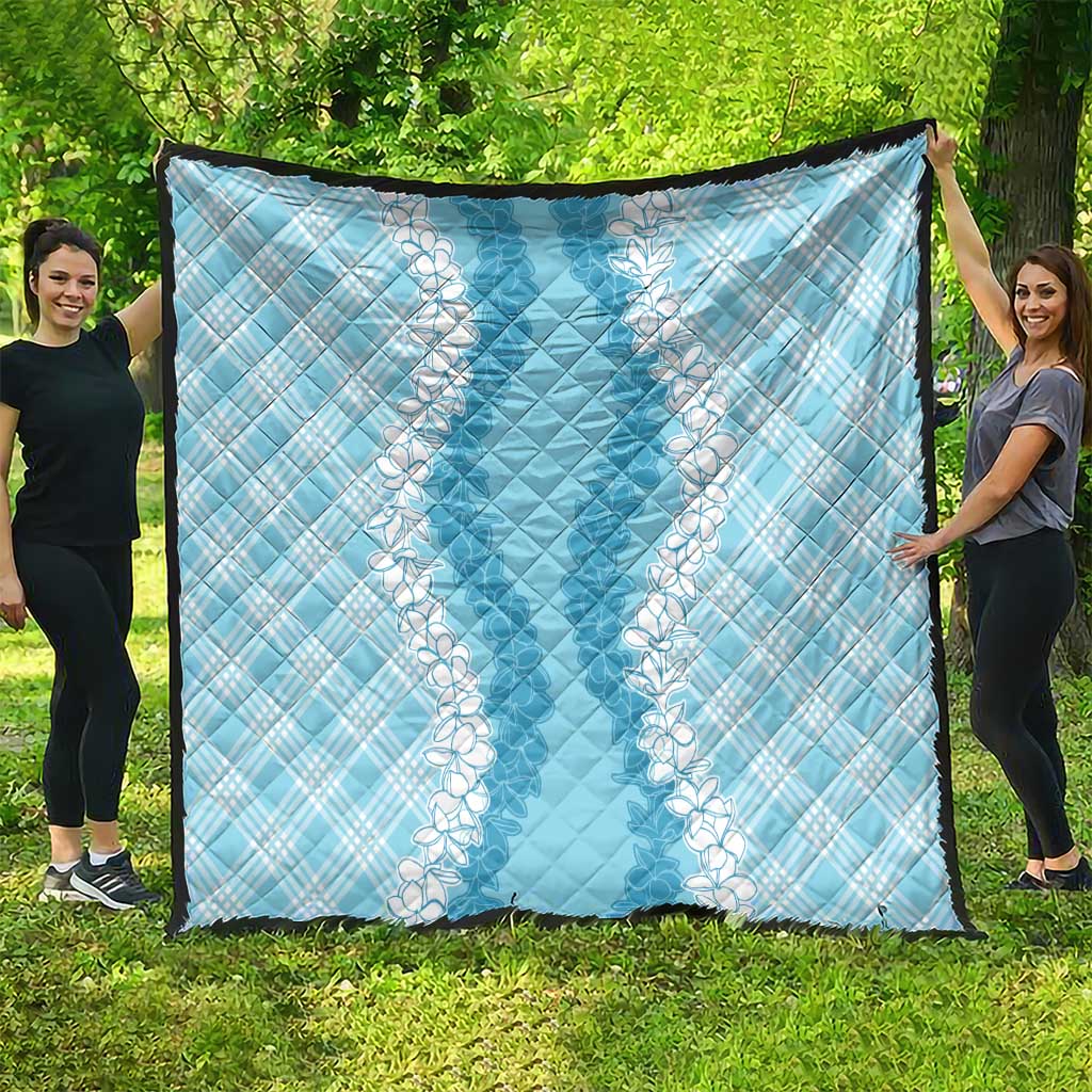 Hawaii Aloha Plumeria Lei Turquoise Palaka Quilt - Polynesian Pride