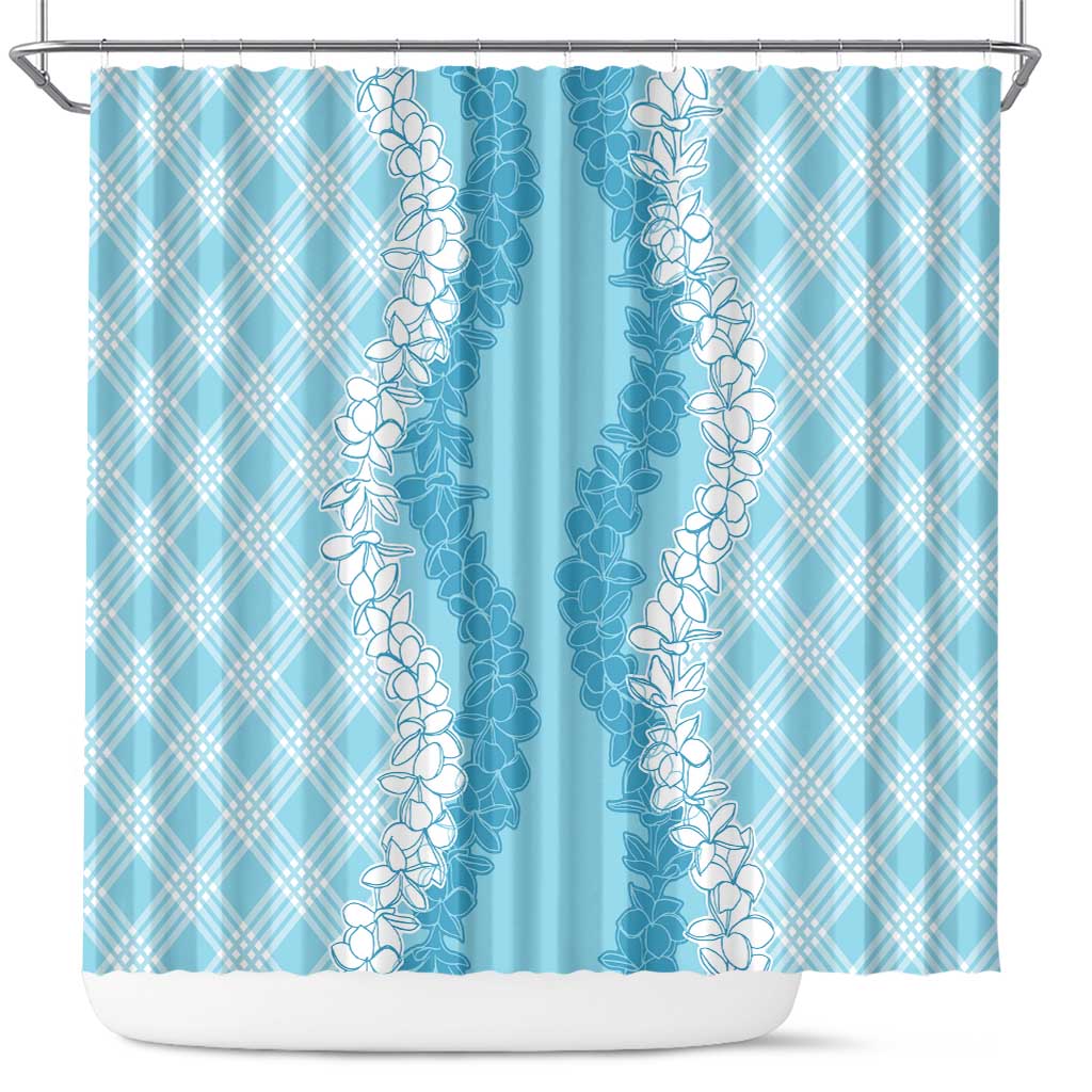 Hawaii Aloha Plumeria Lei Turquoise Palaka Shower Curtain - Polynesian Pride