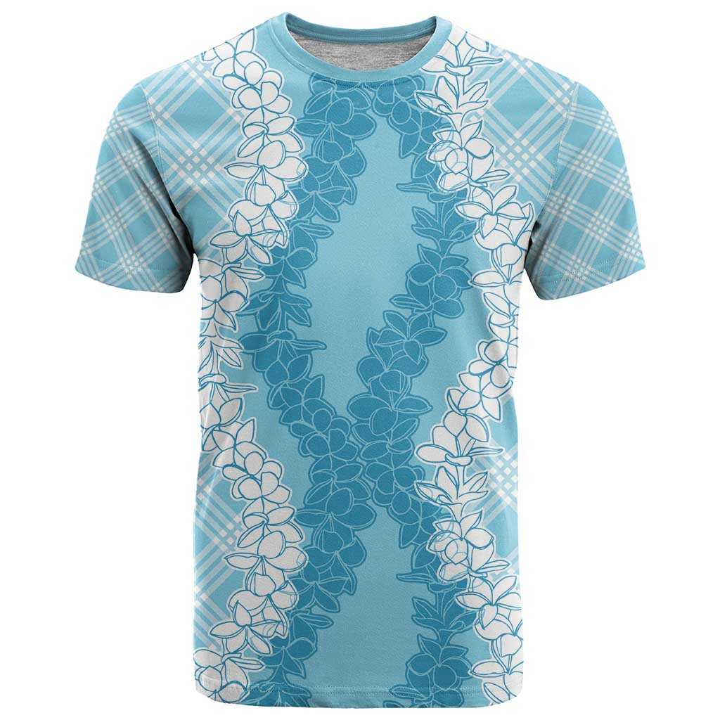 Hawaii Aloha Plumeria Lei Turquoise Palaka T Shirt - Polynesian Pride