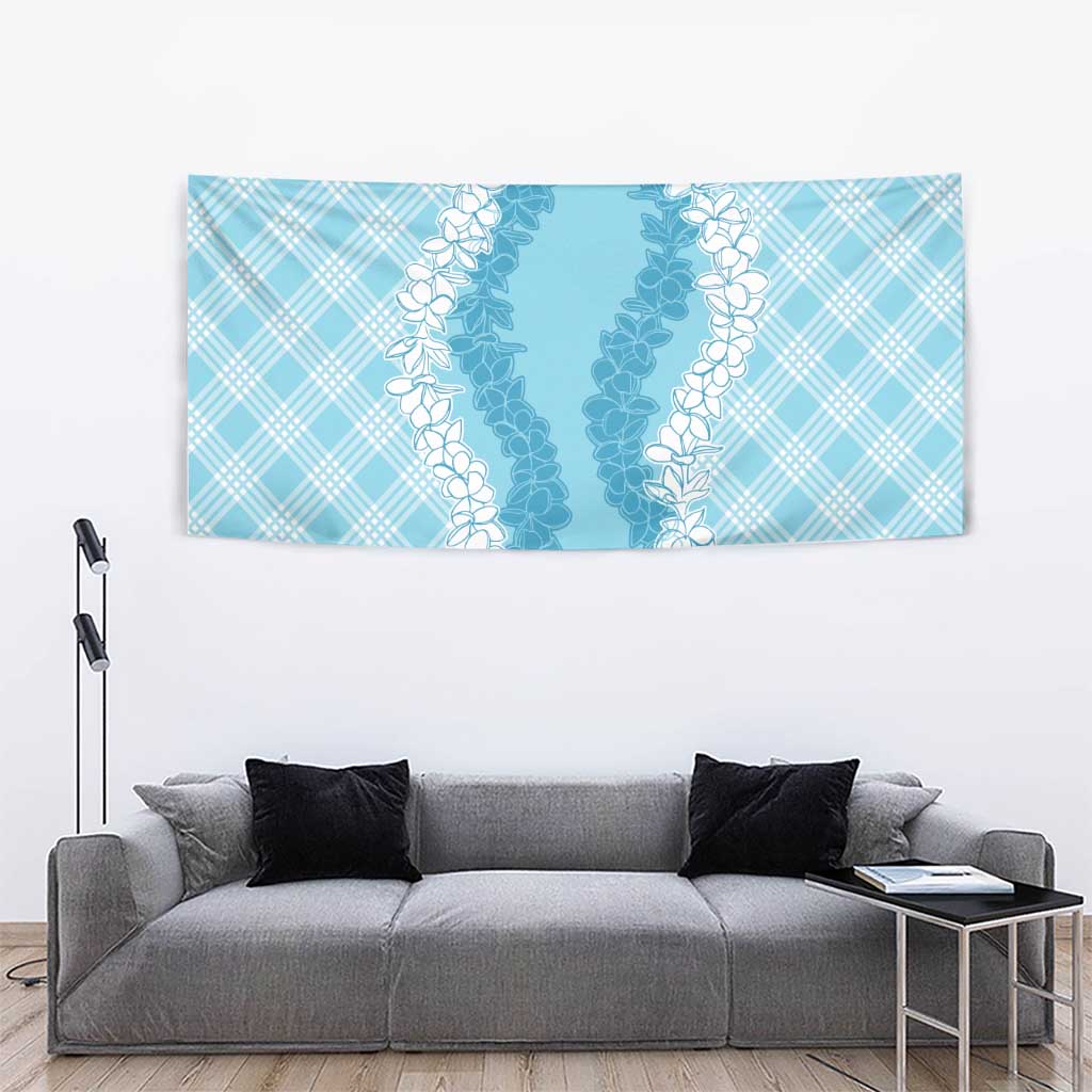 Hawaii Aloha Plumeria Lei Turquoise Palaka Tapestry - Polynesian Pride