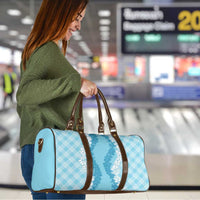 Hawaii Aloha Plumeria Lei Turquoise Palaka Travel Bag - Polynesian Pride