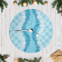 Hawaii Aloha Plumeria Lei Turquoise Palaka Tree Skirt LT7 Casual Turquoise - Polynesian Pride