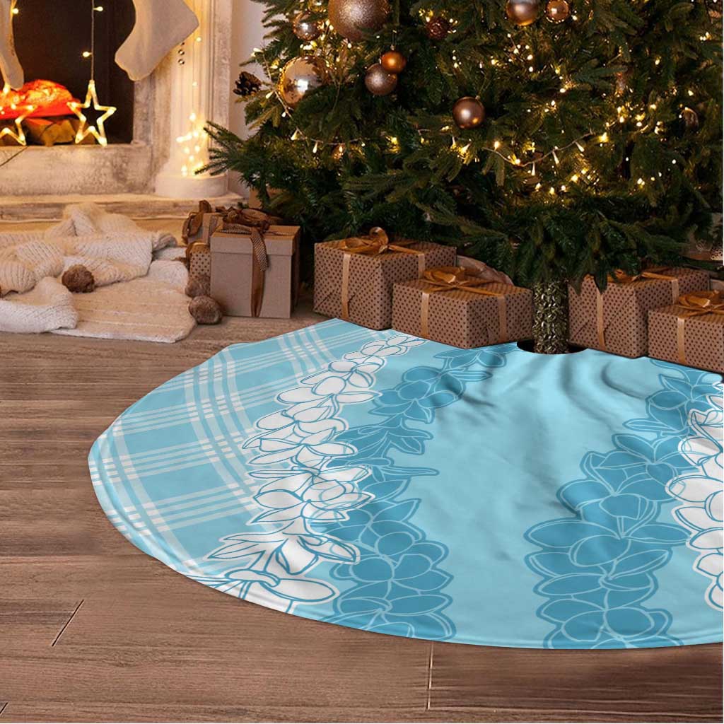 Hawaii Aloha Plumeria Lei Turquoise Palaka Tree Skirt LT7 - Polynesian Pride