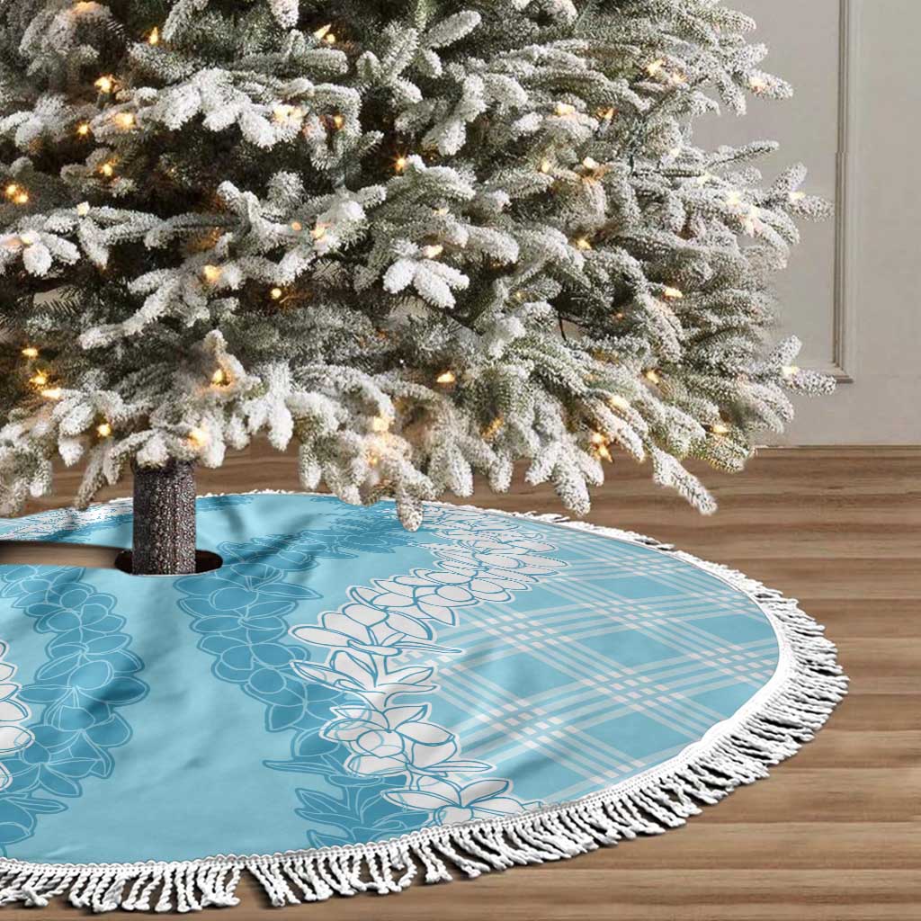 Hawaii Aloha Plumeria Lei Turquoise Palaka Tree Skirt LT7 - Polynesian Pride