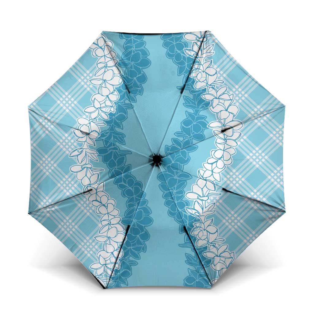 Hawaii Aloha Plumeria Lei Turquoise Palaka Umbrella - Polynesian Pride