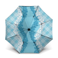 Hawaii Aloha Plumeria Lei Turquoise Palaka Umbrella - Polynesian Pride