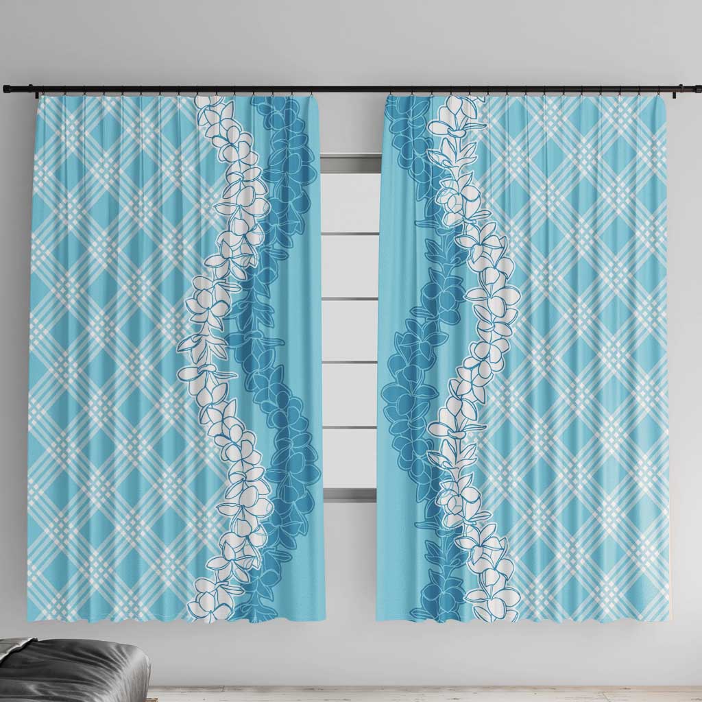 Hawaii Aloha Plumeria Lei Turquoise Palaka Window Curtain - Polynesian Pride