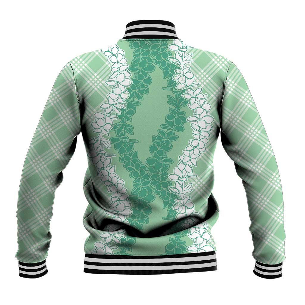Hawaii Aloha Plumeria Lei Mint Palaka Baseball Jacket - Polynesian Pride