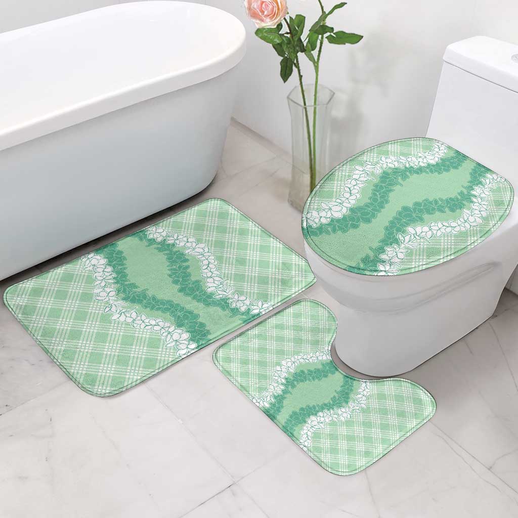 Hawaii Aloha Plumeria Lei Mint Palaka Bathroom Set - Polynesian Pride