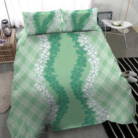 Hawaii Aloha Plumeria Lei Mint Palaka Bedding Set - Polynesian Pride