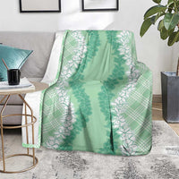 Hawaii Aloha Plumeria Lei Mint Palaka Blanket - Polynesian Pride
