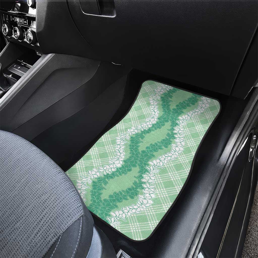 Hawaii Aloha Plumeria Lei Mint Palaka Car Mats - Polynesian Pride