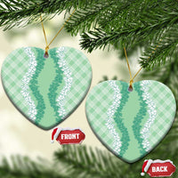 Hawaii Aloha Plumeria Lei Mint Palaka Ceramic Ornament - Polynesian Pride
