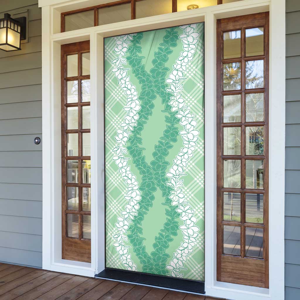 Hawaii Aloha Plumeria Lei Mint Palaka Door Cover - Polynesian Pride