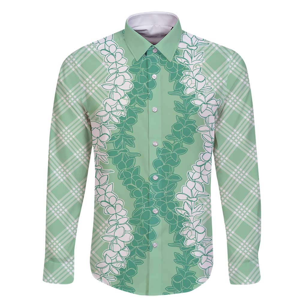 Hawaii Aloha Plumeria Lei Mint Palaka Family Matching Mermaid Dress and Hawaiian Shirt - Polynesian Pride