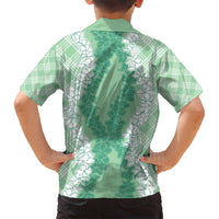 Hawaii Aloha Plumeria Lei Mint Palaka Family Matching Puletasi and Hawaiian Shirt - Polynesian Pride