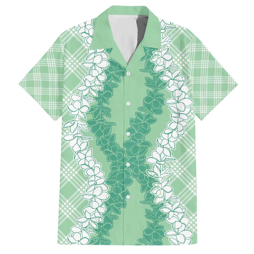 Hawaii Aloha Plumeria Lei Mint Palaka Family Matching Puletasi and Hawaiian Shirt - Polynesian Pride