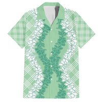 Hawaii Aloha Plumeria Lei Mint Palaka Family Matching Puletasi and Hawaiian Shirt - Polynesian Pride