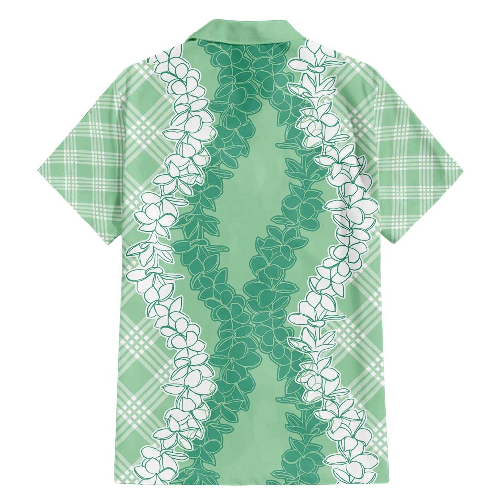Hawaii Aloha Plumeria Lei Mint Palaka Family Matching Puletasi and Hawaiian Shirt - Polynesian Pride