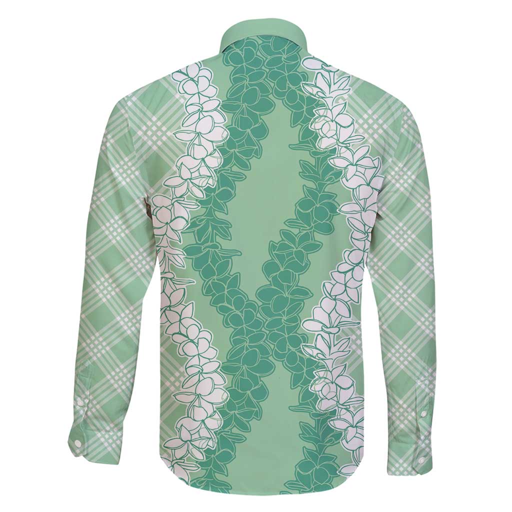 Hawaii Aloha Plumeria Lei Mint Palaka Family Matching Puletasi and Hawaiian Shirt - Polynesian Pride