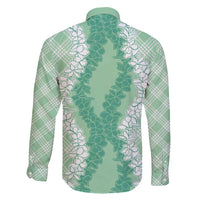 Hawaii Aloha Plumeria Lei Mint Palaka Family Matching Puletasi and Hawaiian Shirt - Polynesian Pride