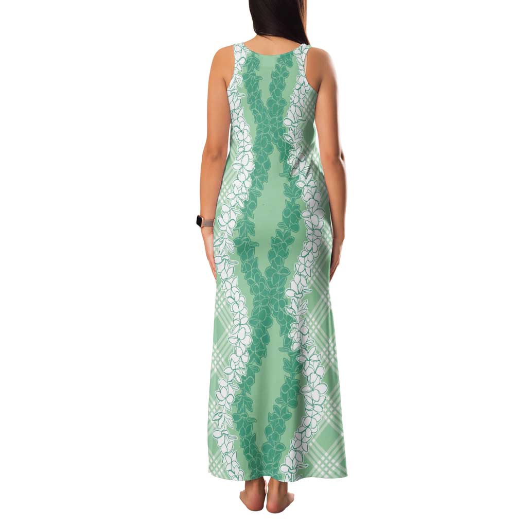 Hawaii Aloha Plumeria Lei Mint Palaka Family Matching Tank Maxi Dress and Hawaiian Shirt - Polynesian Pride