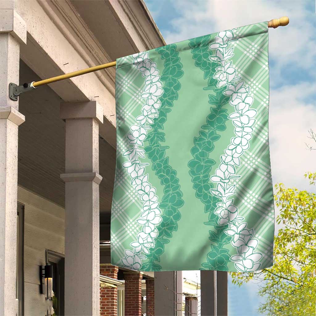 Hawaii Aloha Plumeria Lei Mint Palaka Garden Flag - Polynesian Pride