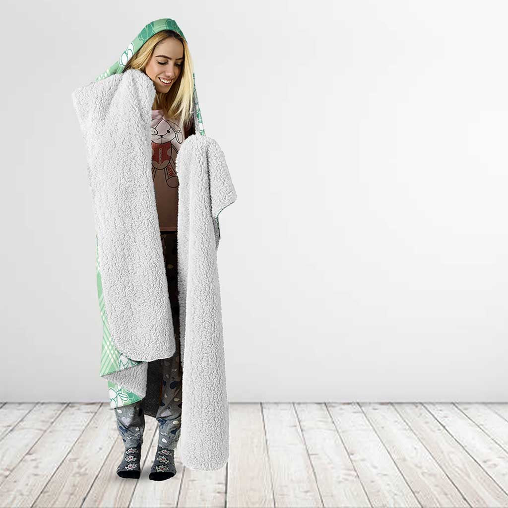 Hawaii Aloha Plumeria Lei Mint Palaka Hooded Blanket - Polynesian Pride