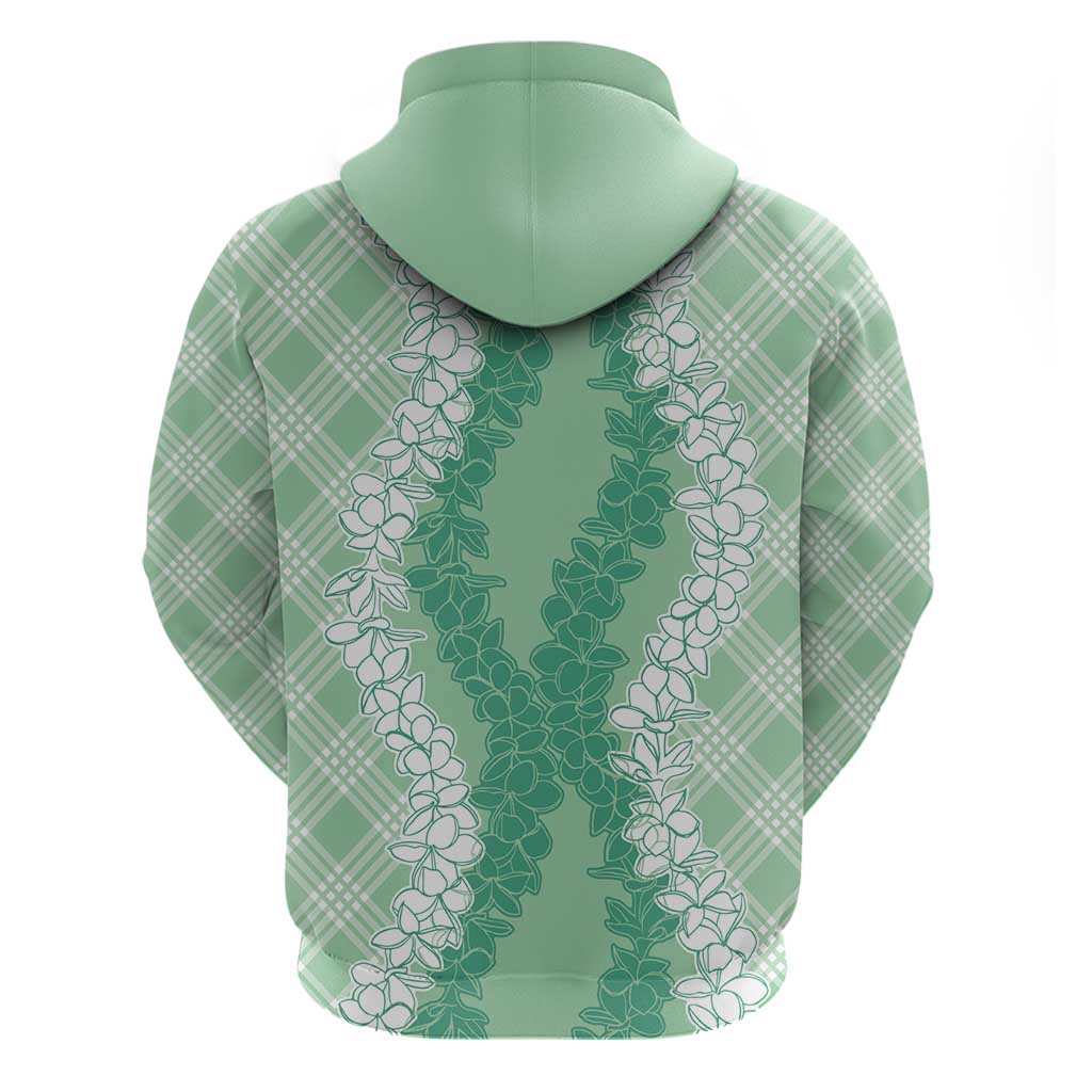 Hawaii Aloha Plumeria Lei Mint Palaka Hoodie - Polynesian Pride