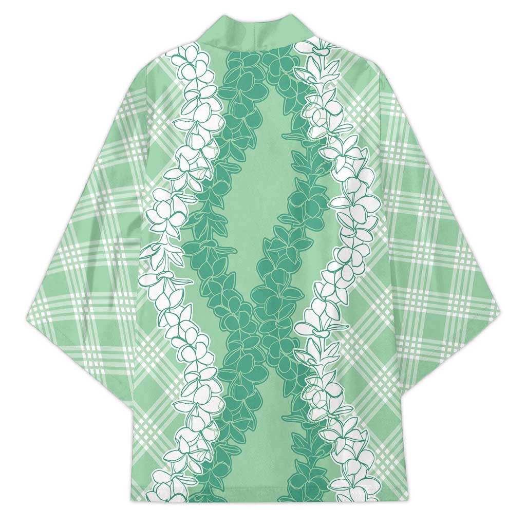 Hawaii Aloha Plumeria Lei Mint Palaka Kimono - Polynesian Pride