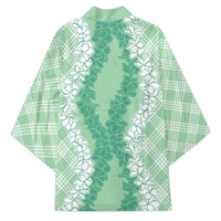 Hawaii Aloha Plumeria Lei Mint Palaka Kimono - Polynesian Pride