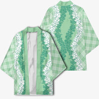 Hawaii Aloha Plumeria Lei Mint Palaka Kimono - Polynesian Pride