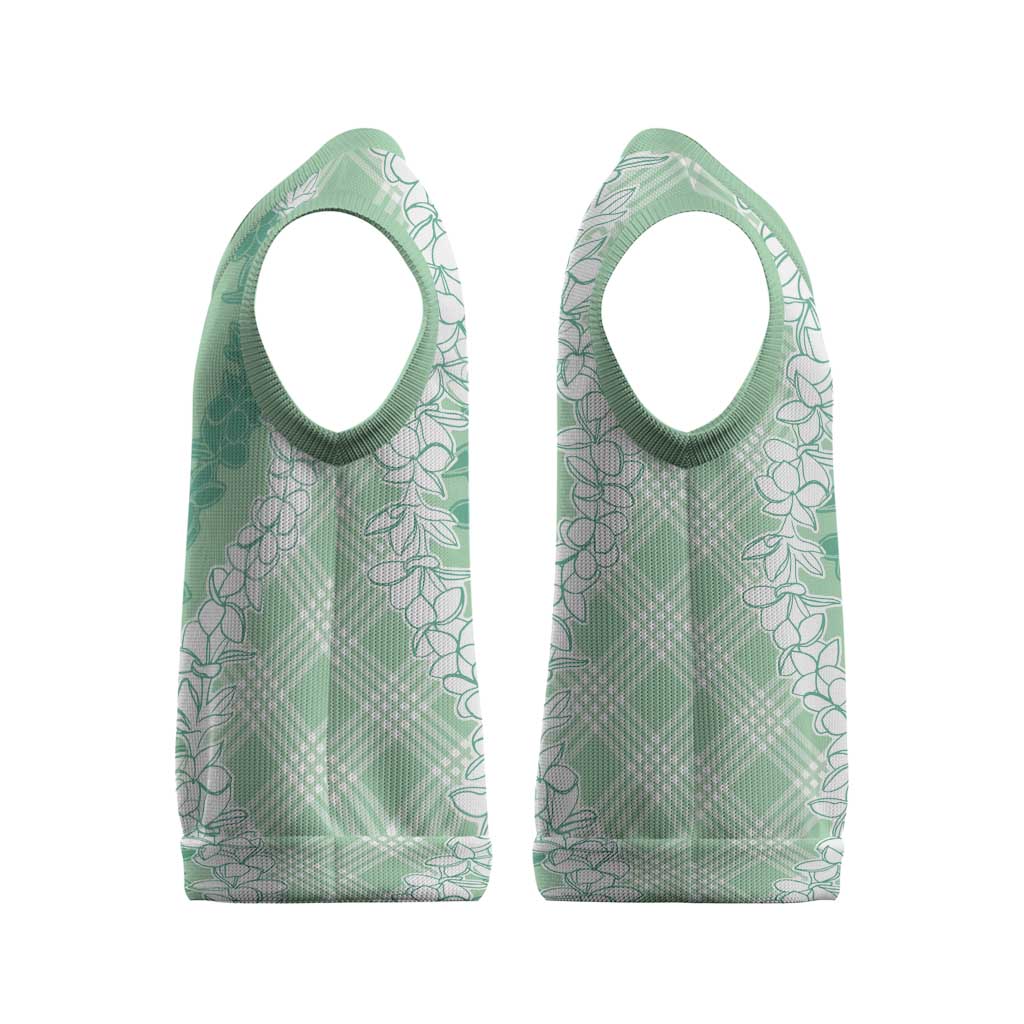 Hawaii Aloha Plumeria Lei Mint Palaka Christmas Knitted V-Neck Vest LT7 - Polynesian Pride