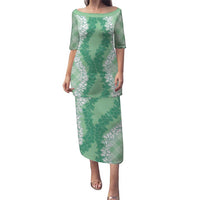 Hawaii Aloha Plumeria Lei Mint Palaka Puletasi - Polynesian Pride