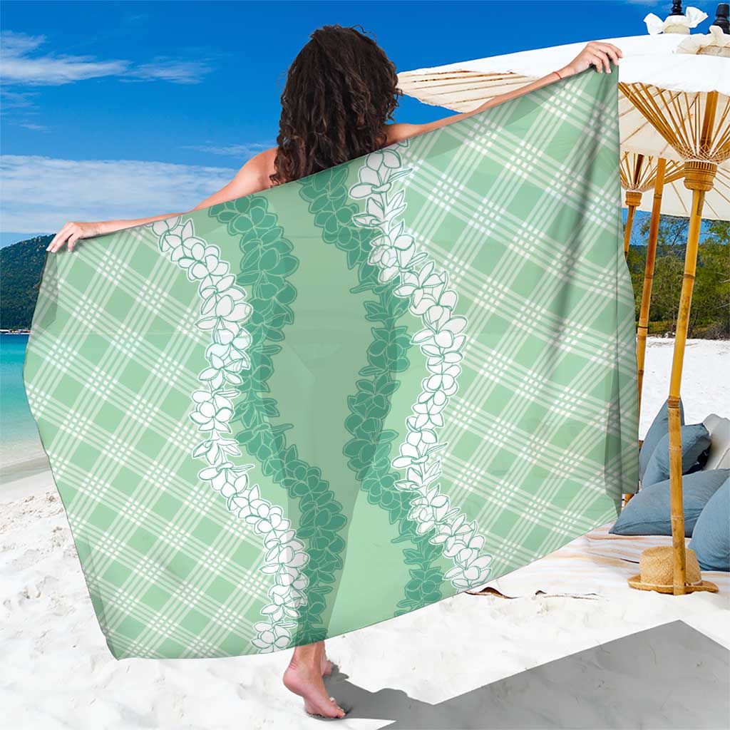 Hawaii Aloha Plumeria Lei Mint Palaka Sarong - Polynesian Pride