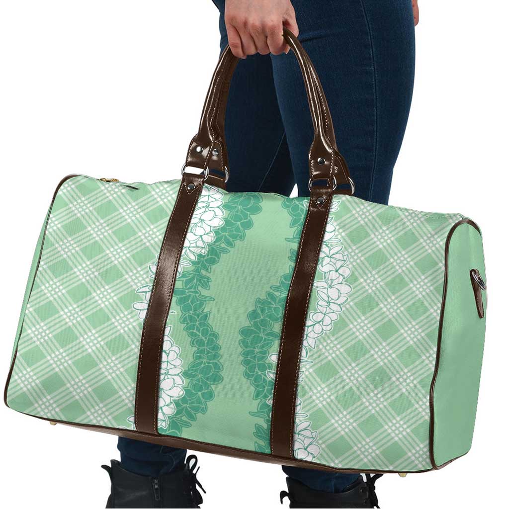 Hawaii Aloha Plumeria Lei Mint Palaka Travel Bag - Polynesian Pride