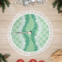Hawaii Aloha Plumeria Lei Mint Palaka Tree Skirt LT7 Fringed Mint - Polynesian Pride