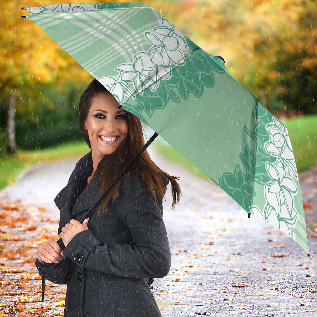Hawaii Aloha Plumeria Lei Mint Palaka Umbrella - Polynesian Pride