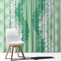 Hawaii Aloha Plumeria Lei Mint Palaka Window Curtain - Polynesian Pride