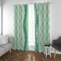 Hawaii Aloha Plumeria Lei Mint Palaka Window Curtain - Polynesian Pride