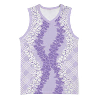 Hawaii Aloha Plumeria Lei Lavender Palaka Basketball Jersey - Polynesian Pride