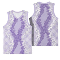 Hawaii Aloha Plumeria Lei Lavender Palaka Basketball Jersey - Polynesian Pride