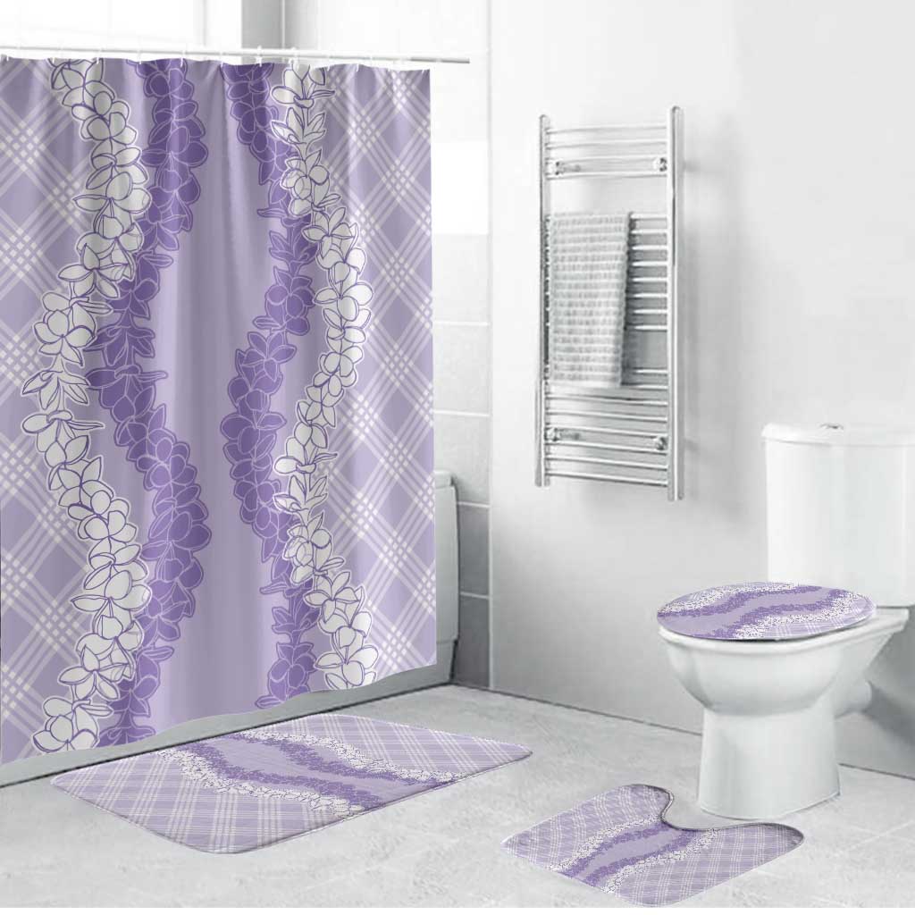Hawaii Aloha Plumeria Lei Lavender Palaka Bathroom Set - Polynesian Pride