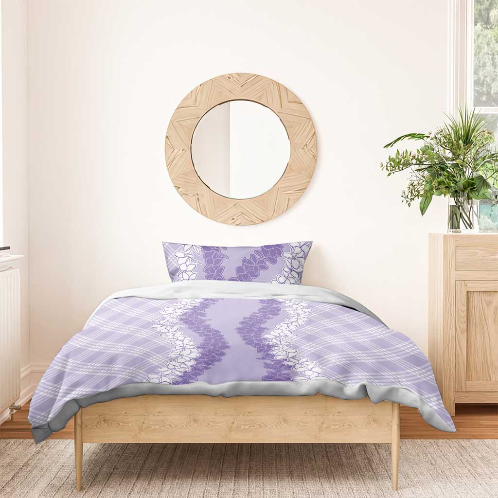 Hawaii Aloha Plumeria Lei Lavender Palaka Bedding Set - Polynesian Pride