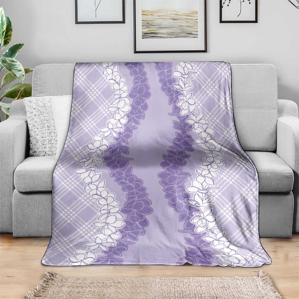 Hawaii Aloha Plumeria Lei Lavender Palaka Blanket - Polynesian Pride