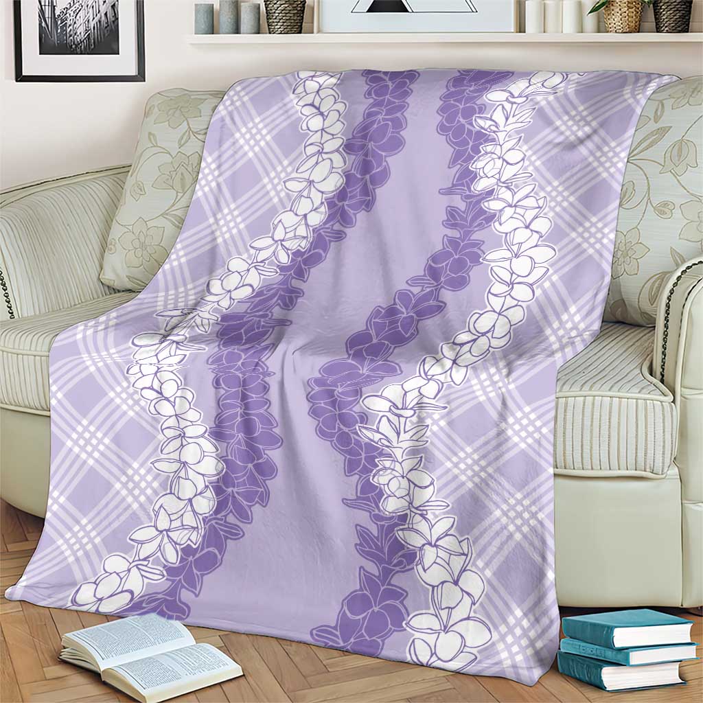 Hawaii Aloha Plumeria Lei Lavender Palaka Blanket - Polynesian Pride