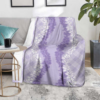 Hawaii Aloha Plumeria Lei Lavender Palaka Blanket - Polynesian Pride
