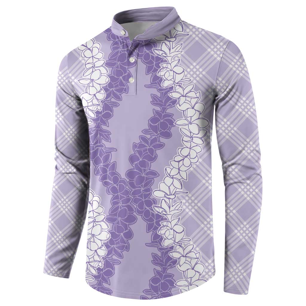Hawaii Aloha Plumeria Lei Lavender Palaka Button Sweatshirt - Polynesian Pride